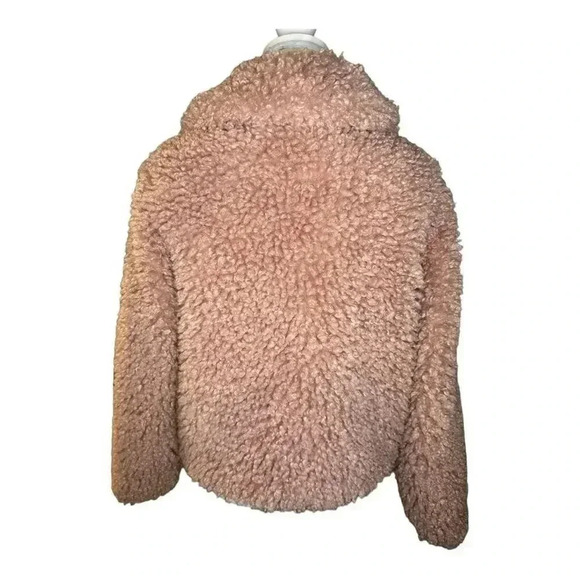 LC Lauren Conrad Women’s XS Toggle Cropped Faux-Fur Jacket Soft Mauve - Picture 3 of 5